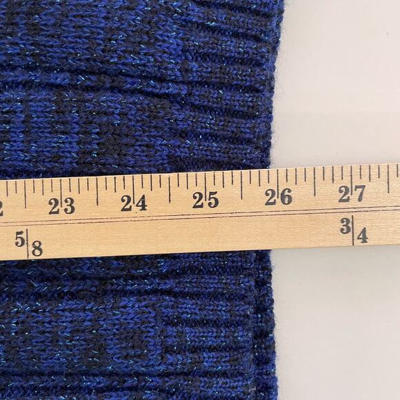 Vintage 1980s Crewneck Sweater Blue Metallic Wool Blend Pullover Oversized - Picture 8 of 9